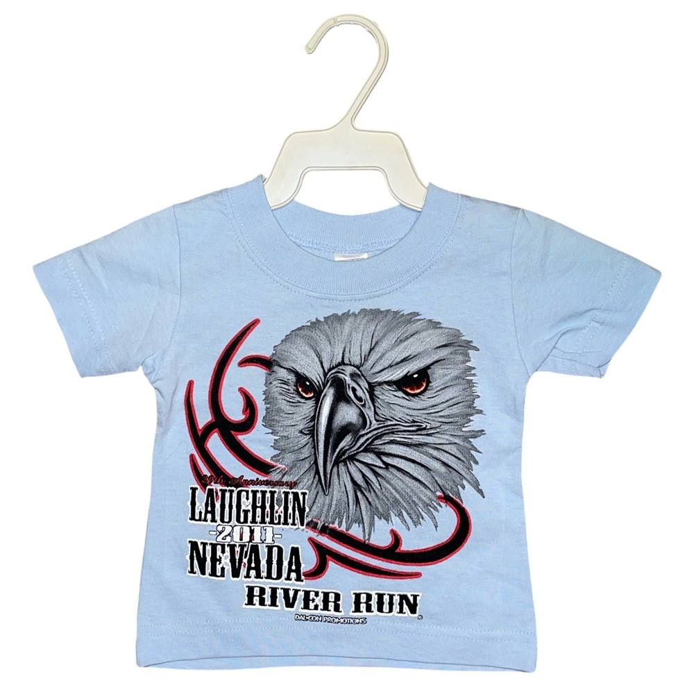 707 Laughlin Nevada River Run 2011 Biker Eagle Infant T-Shirt Blue 12M